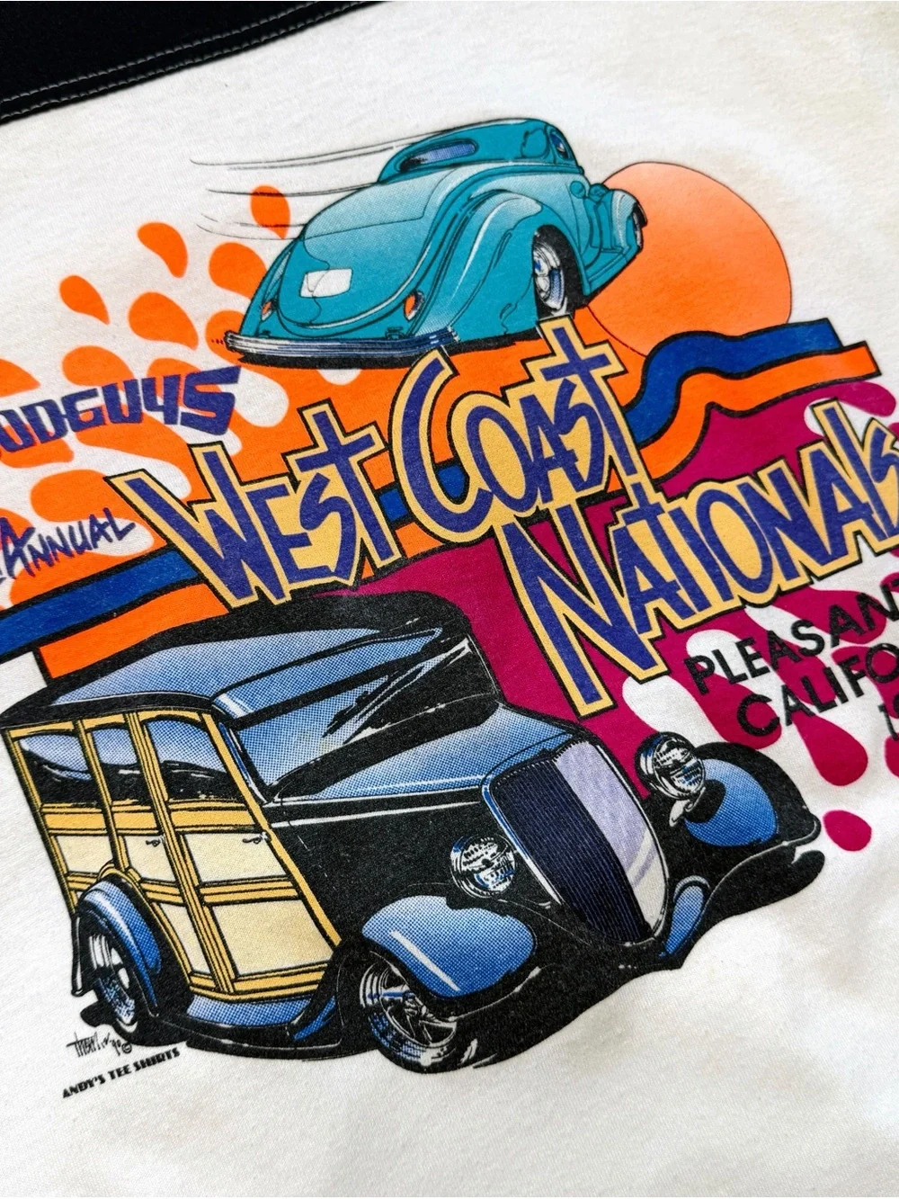 Vintage 1991 Good Guys West Coast Nationals Ringer Shirt, Alore 80s 90s Hot Rod